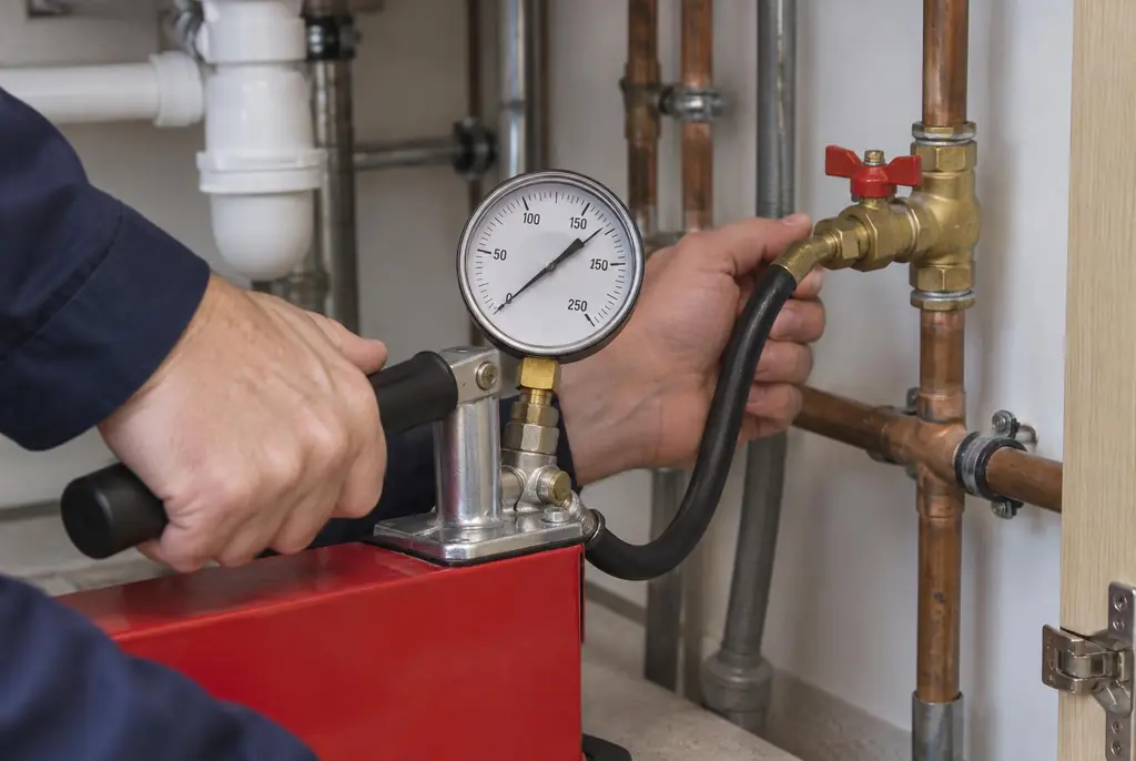 Lekdetectie Elburg – druktest op een waterleiding met een manometer