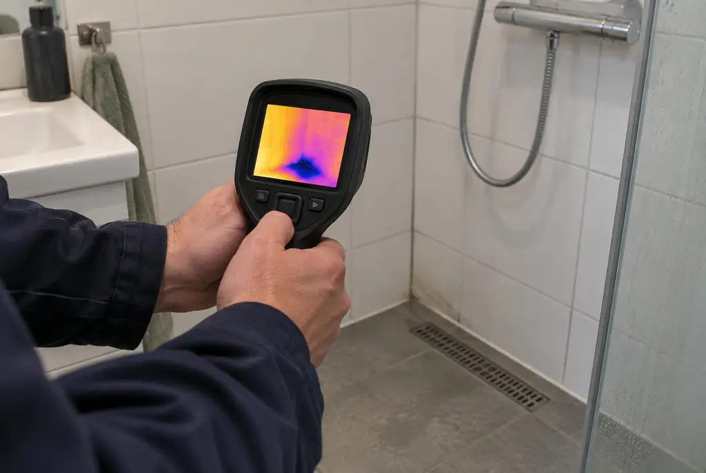 Lekdetectie Elburg – lekdetectiespecialist met warmtebeeldcamera in een badkamer
