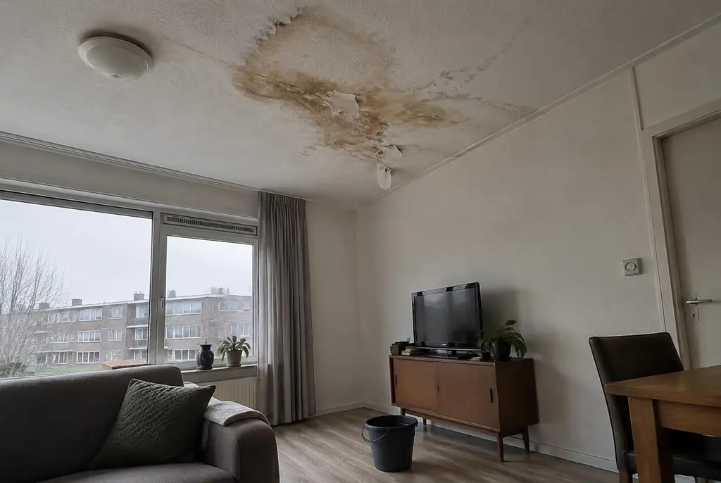 Lekdetectie Elburg – vochtplek op het plafond onder een badkamer